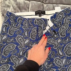 Banana Republic “Sloan” blue damask trousers size 2